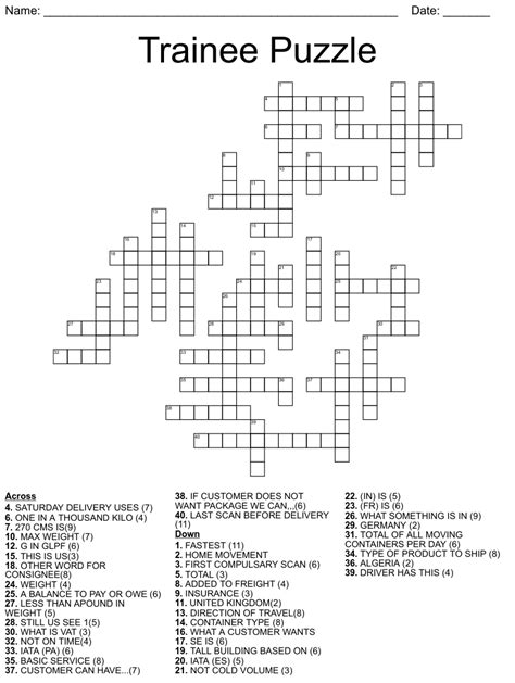 trainee crossword clue